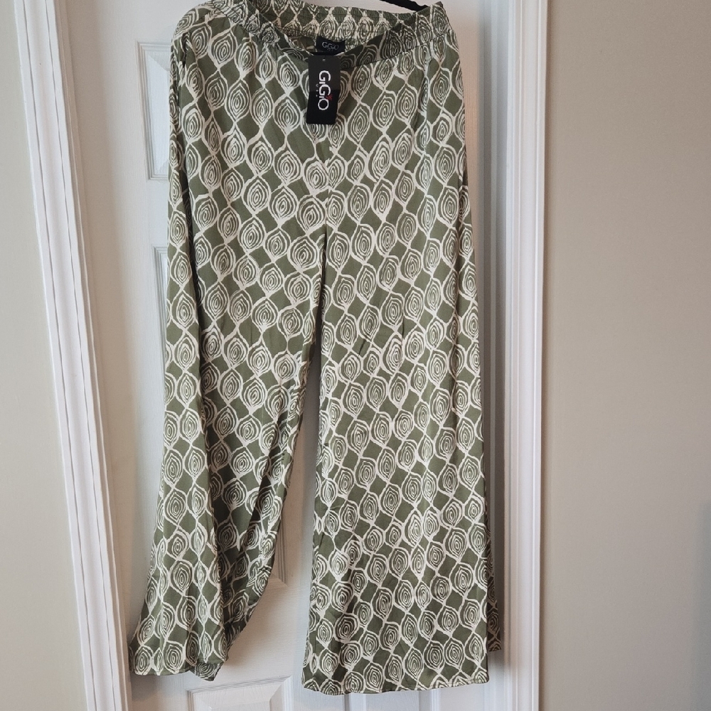 GGO Olive Patterned Wide Leg Pants